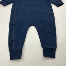 Load image into Gallery viewer, Unisex Bonds, navy TECHSWEATS zip romper, pilling on cuffs, FUC, size 0,  
