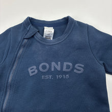 Load image into Gallery viewer, Unisex Bonds, navy TECHSWEATS zip romper, pilling on cuffs, FUC, size 0,  