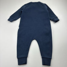 Load image into Gallery viewer, Unisex Bonds, navy TECHSWEATS zip romper, pilling on cuffs, FUC, size 0,  