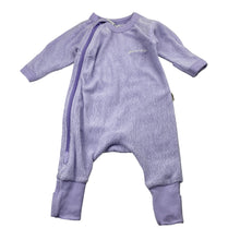 Load image into Gallery viewer, Unisex Bonds, purple fleece zip coverall / romper, GUC, size 0000,  
