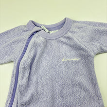 Load image into Gallery viewer, Unisex Bonds, purple fleece zip coverall / romper, GUC, size 0000,  