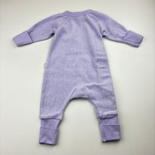 Load image into Gallery viewer, Unisex Bonds, purple fleece zip coverall / romper, GUC, size 0000,  