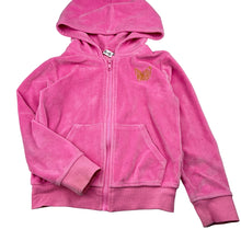 Load image into Gallery viewer, Girls KID, velour zip hoodie sweater, *discolouration on cuffs, marks on sleeves*, FUC, size 6,  