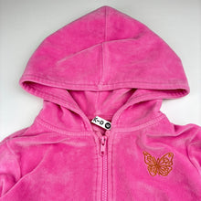 Load image into Gallery viewer, Girls KID, velour zip hoodie sweater, *discolouration on cuffs, marks on sleeves*, FUC, size 6,  