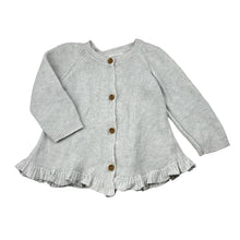 Load image into Gallery viewer, Girls purebaby, organic cotton / wool knit cardigan,*marks front &amp; right sleeve*, FUC, size 0,  