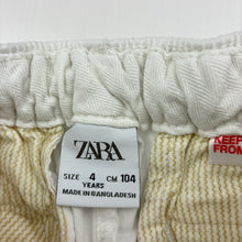 Load image into Gallery viewer, Boys Zara, white stretch cotton shorts, adjustable, FUC, size 4,  