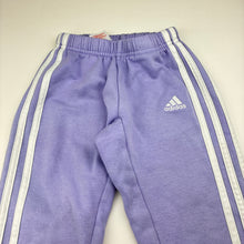 Load image into Gallery viewer, Girls Adidas, fleece lined track pants, elasticated, Inside leg: 39cm, FUC, size 3-4,  