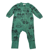 Load image into Gallery viewer, Boys Favourites, stretchy zip romper, diggers, FUC, size 00,  