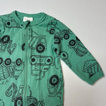Load image into Gallery viewer, Boys Favourites, stretchy zip romper, diggers, FUC, size 00,  