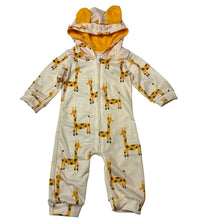 Load image into Gallery viewer, Unisex lightweight, soft feel zip romper, giraffes, EUC, size 0,  