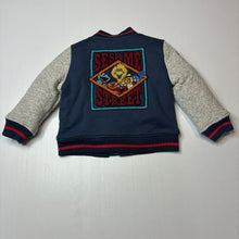 Load image into Gallery viewer, Boys SEASAME STREET, Elmo / Cookie Monster padded varsity style jacket, EUC, size 1,  
