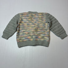 Load image into Gallery viewer, Girls handmade, knitted cardigan, armpit to armpit: 23cm, shoulder to cuff: 21cm, EUC, size 000-00,  