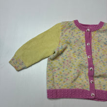 Load image into Gallery viewer, Girls handmade, knitted cardigan, armpit to armpit: 34cm, shoulder to cuff: 27cm, EUC, size 1-2,  