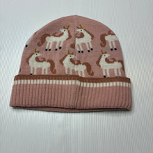 Load image into Gallery viewer, Girls Anko, knitted hat / beanie, unicorns, EUC, size 7-10,  