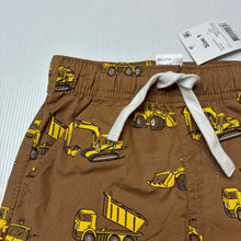 Load image into Gallery viewer, Boys Anko, lightweight cotton shorts, elasticated, diggers, NEW, size 1,  