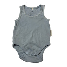 Load image into Gallery viewer, Unisex purebaby, blue organic cotton singletsuit romper, EUC, size 000,  