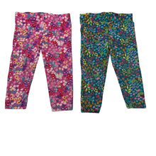 Load image into Gallery viewer, Girls Anko, 2 x floral stretchy leggings, Inside leg: 25.5cm, FUC, size 2,  