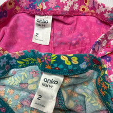 Load image into Gallery viewer, Girls Anko, 2 x floral stretchy leggings, Inside leg: 25.5cm, FUC, size 2,  