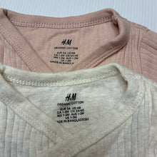 Load image into Gallery viewer, Girls H&amp;M, set of 2 ribbed organic cotton bodysuits / rompers, EUC, size 0000,  