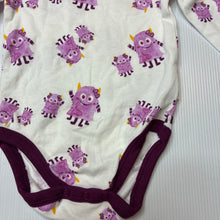 Load image into Gallery viewer, Unisex Happiest Baby, organic cotton bodysuit / romper, monsters, EUC, size 000,  