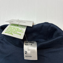 Load image into Gallery viewer, Unisex Anko, navy soft feel cotton skivvy top, NEW, size 2,  