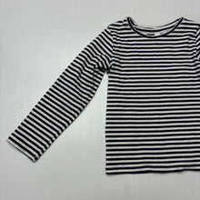 Load image into Gallery viewer, Girls KID, navy stripe ribbed organic cotton blend long sleeve top, GUC, size 4,  