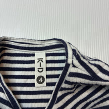 Load image into Gallery viewer, Girls KID, navy stripe ribbed organic cotton blend long sleeve top, GUC, size 4,  