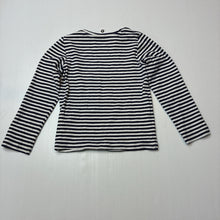 Load image into Gallery viewer, Girls KID, navy stripe ribbed organic cotton blend long sleeve top, GUC, size 4,  