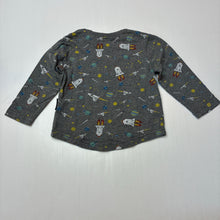 Load image into Gallery viewer, Boys KORANGO, soft feel stretchy long sleeve top, space shuttles, FUC, size 0,  