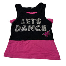 Load image into Gallery viewer, Girls Let's Dance, pink &amp; black stretchy top, FUC, size 3,  