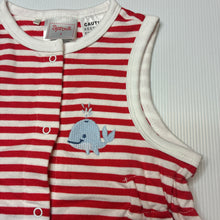 Load image into Gallery viewer, Girls Sprout, striped cotton romper, embroidered whale, EUC, size 1,  