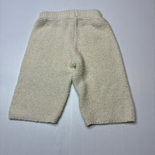 Load image into Gallery viewer, Unisex Baby Baby, cream knitted pants / bottoms, elasticated, GUC, size 0,  