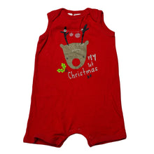 Load image into Gallery viewer, Unisex Dymples, red cotton Christmas romper, EUC, size 1,  