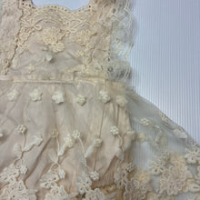 Load image into Gallery viewer, Girls cream, floral lace romper dress, EUC, size 000,  