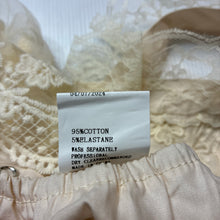 Load image into Gallery viewer, Girls cream, floral lace romper dress, EUC, size 000,  