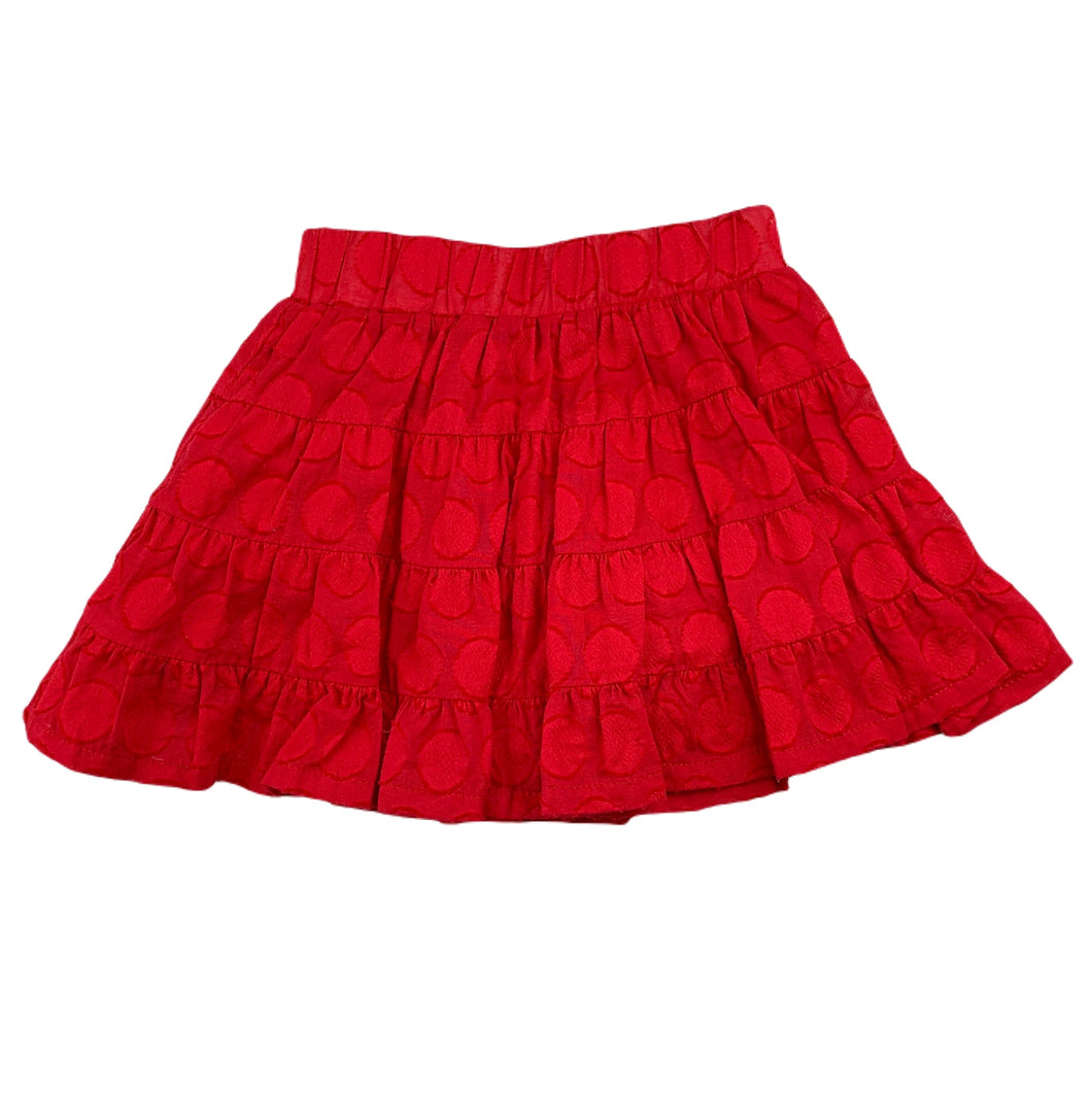 Pumpkin Patch red lined cotton party skirt, elasticated, size 1, Pre-loved