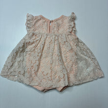 Load image into Gallery viewer, Girls Baby Berry, pink floral lace romper, GUC, size 00,  