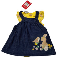 Load image into Gallery viewer, Girls Ollie's Place, embroidered pinafore dress + cotton bodysuit, NEW, size 0000,  