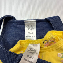 Load image into Gallery viewer, Girls Ollie's Place, embroidered pinafore dress + cotton bodysuit, NEW, size 0000,  