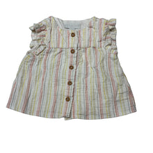 Load image into Gallery viewer, Girls The Little White Co, striped organic cotton top, EUC, size 00,  