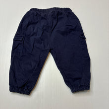 Load image into Gallery viewer, Boys Dymples, navy stretch cotton pants, elasticated, GUC, size 0,  