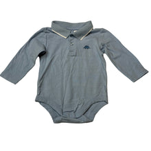 Load image into Gallery viewer, Boys Dymples, stretchy polo romper, dinosaur, EUC, size 0,  