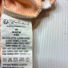 Load image into Gallery viewer, Unisex KIABI, orange stripe organic cotton bodysuit / romper, EUC, size 000,  