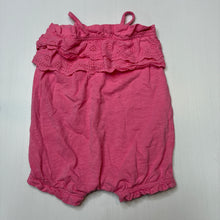 Load image into Gallery viewer, Girls George, broderie trim pink cotton summer romper, EUC, size 00,  