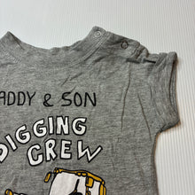 Load image into Gallery viewer, Boys Baby Berry, grey marle tee / top, digger, FUC, size 000,  