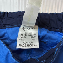 Load image into Gallery viewer, Boys Dymples, lightweight cotton shorts, adjustable, EUC, size 000,  