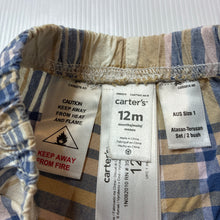 Load image into Gallery viewer, Boys Carters, checked cotton shorts, elasticated, GUC, size 1,  