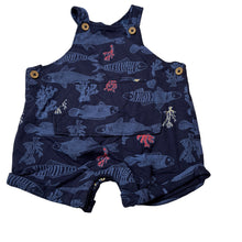 Load image into Gallery viewer, Boys Dymples, navy cotton shortalls / romper, fish, EUC, size 000,  