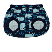 Load image into Gallery viewer, Unisex Dymples, stretchy shorts / nappy cover, whales, EUC, size 1,  