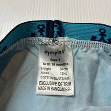 Load image into Gallery viewer, Unisex Dymples, stretchy shorts / nappy cover, whales, EUC, size 1,  